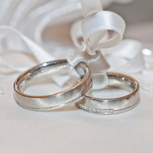 Wedding Rings bound with white ribbon