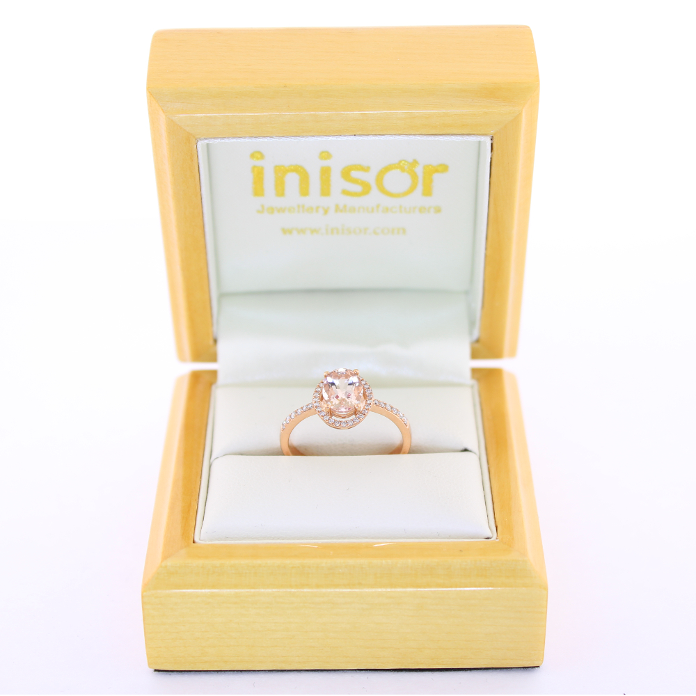 9ct Rose Gold Morganite Diamond Ring Inisor Jewellery