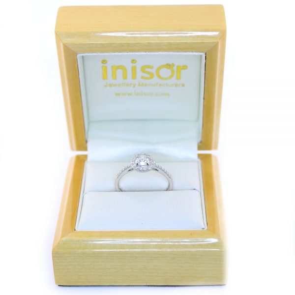 Platinum 0.60ct Round Brilliant Cut Diamond Halo Ring