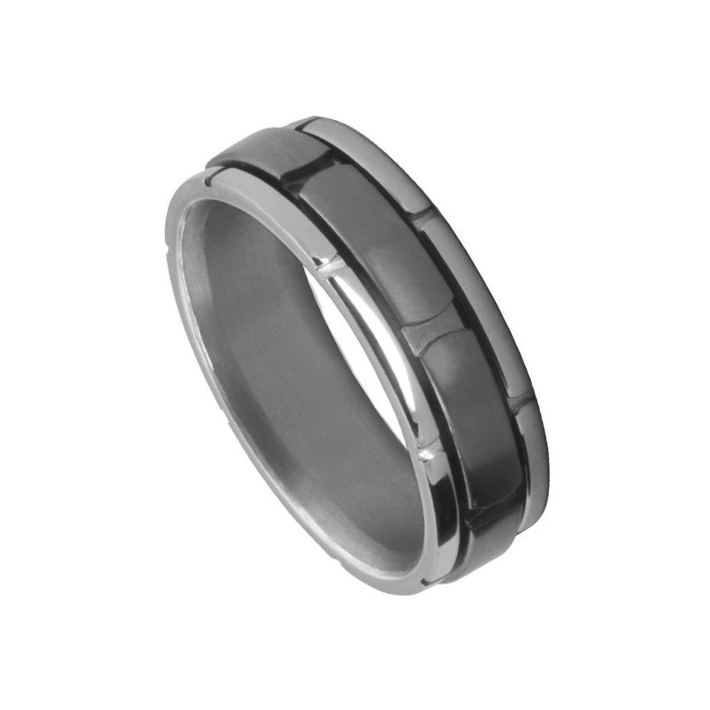 7mm Titanium & 9ct White Gold Wedding Band UN5176 - Inisor Jewellery ...