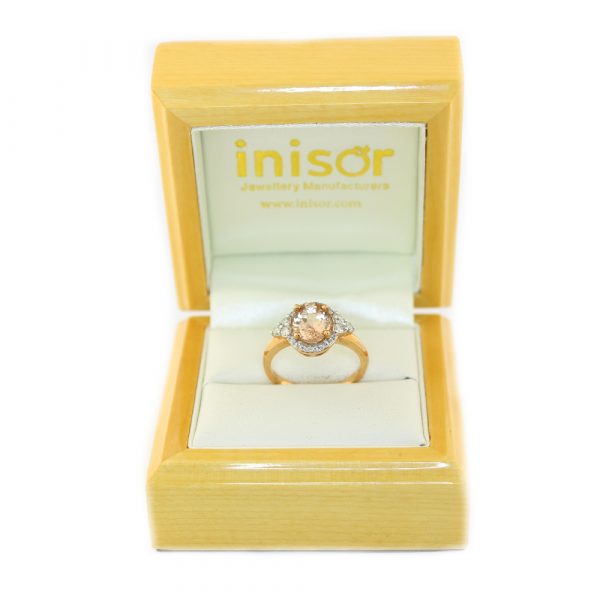 9ct Rose Gold Morganite/Diamond Gemstone Ring INBDR1449