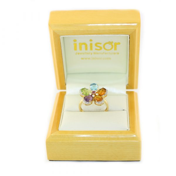 9ct White Gold Gemstone/Diamond Ring INBDR1355